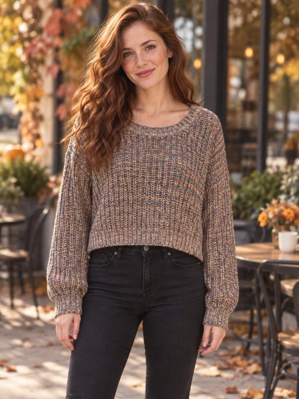 Express Multicolor Marled Cropped Crisscross Back Sweater XS Made in USA